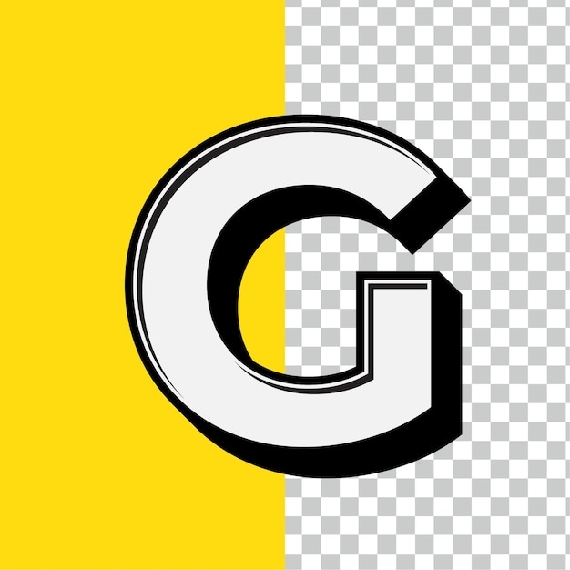 Icône de lettre G blanche de style rétro avec fond jaune modifiable