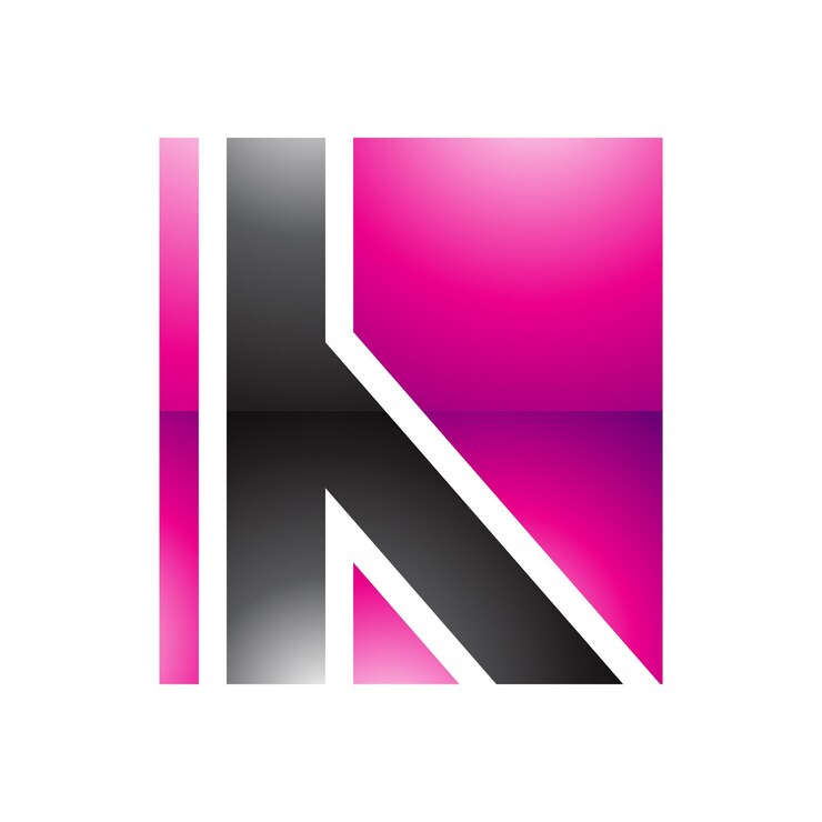 Vecteur icône de lettre h brillante magenta et noire avec des lignes droites
