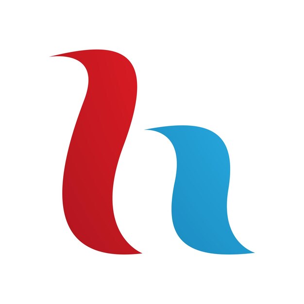 Icône de la lettre H calligraphique rouge et bleu