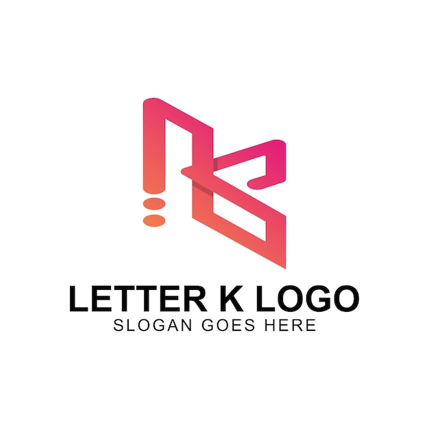 Icône de la lettre K du logo Gradient rose Module de conception Art vectoriel des éléments