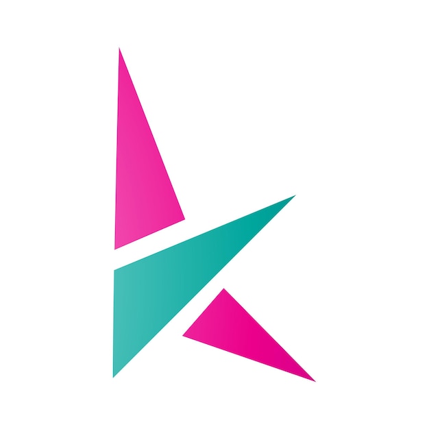 Icône lettre K magenta et verte avec triangles