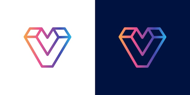 Vecteur icône de la lettre vectorielle v du logo