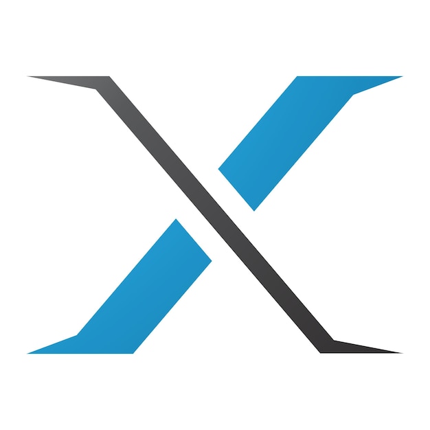 Vecteur icône de la lettre x à pointe pointille bleue et noire
