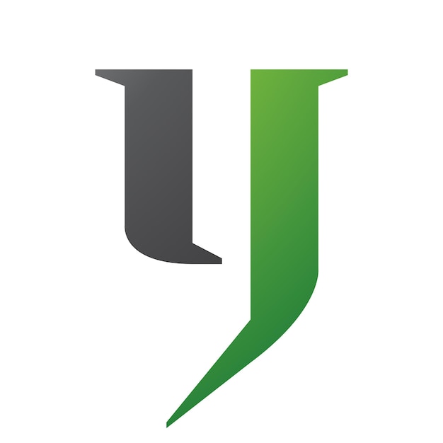 Vecteur icône de la lettre y minuscule verte et noire