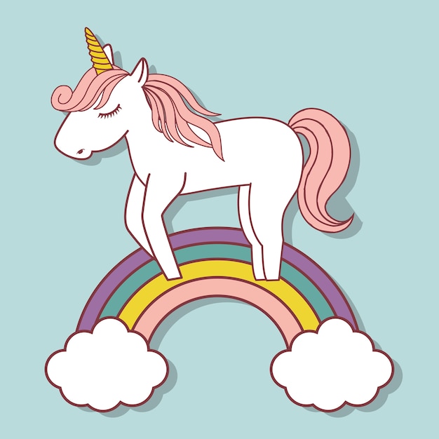 Icône Licorne Et Arc-en-ciel Mignon