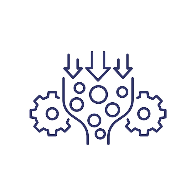 Icône De Ligne D'analyse De Goulot D'étranglement Avec Engrenages
