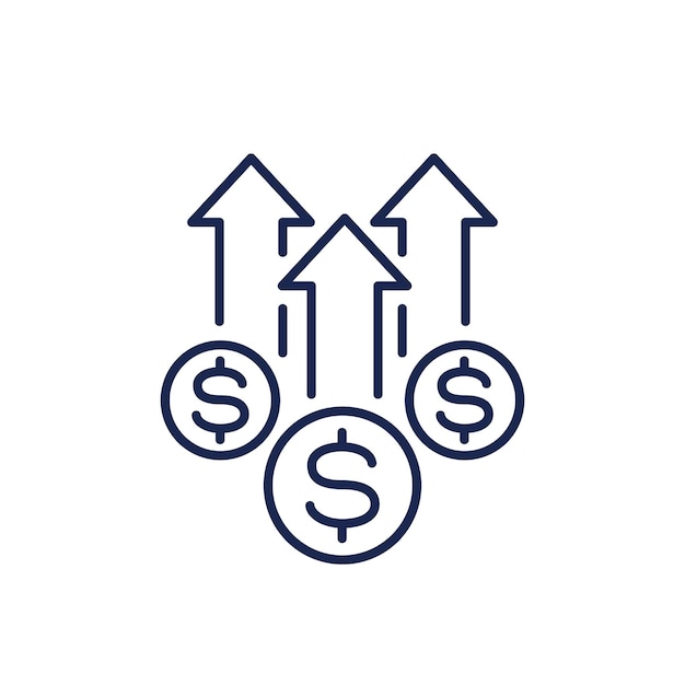 Icône de ligne argent croissance revenu