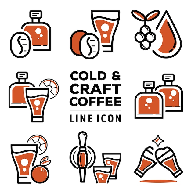 Icône De Ligne De Café Froid Et Artisanal