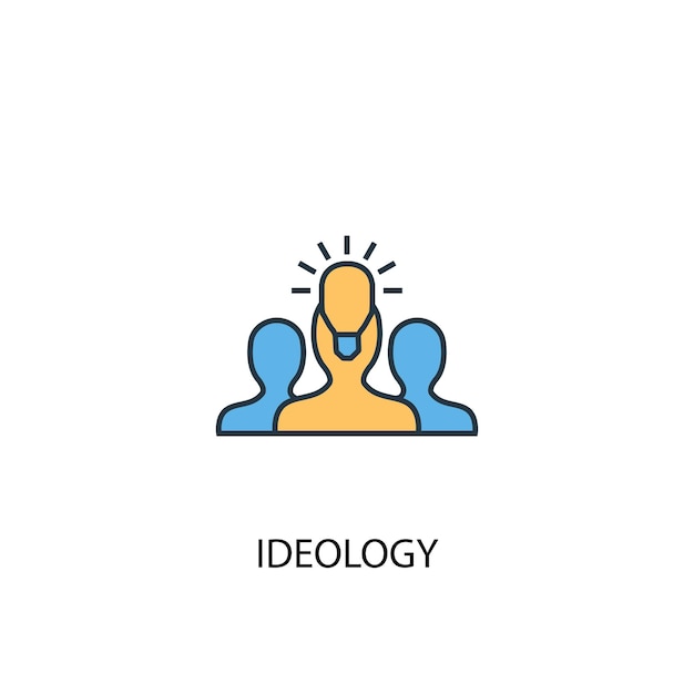L'icône de la ligne colorée du concept 2 d'idéologie. Illustration simple d'élément jaune et bleu. conception de symbole de contour de concept d'idéologie