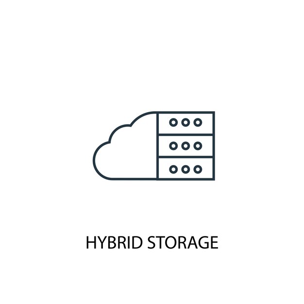 Icône de ligne de concept de stockage hybride. Illustration d'élément simple. Conception de symbole de contour de concept de stockage hybride. Peut être utilisé pour l'interface utilisateur/UX Web et mobile