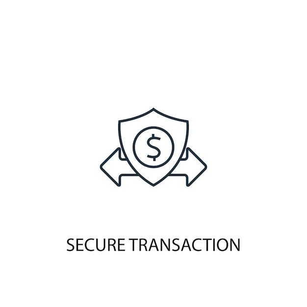 Icône De Ligne De Concept De Transaction Sécurisée. Illustration D'élément Simple. Conception De Symbole De Contour De Concept De Transaction Sécurisée. Peut être Utilisé Pour L'interface Utilisateur/ux Web Et Mobile