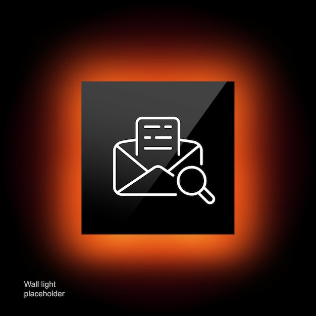 Icône de ligne de courrier Saerch Lettre enveloppe loupe texte courrier correspondance lettres message Communication concept Glassmorphisme style Icône de ligne vectorielle pour les affaires et la publicité