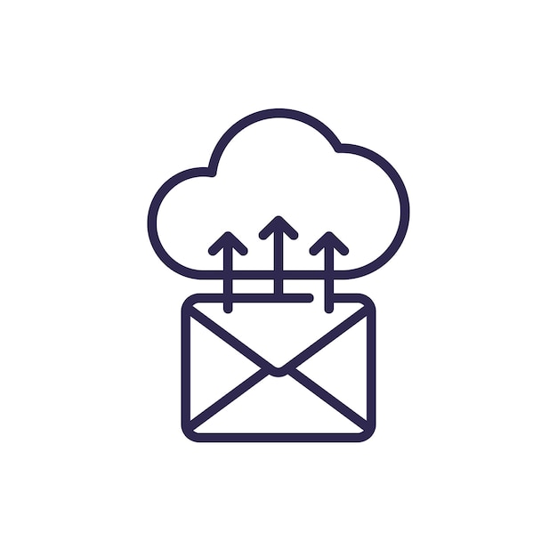 icône de ligne de courrier vers le cloud sur blanc