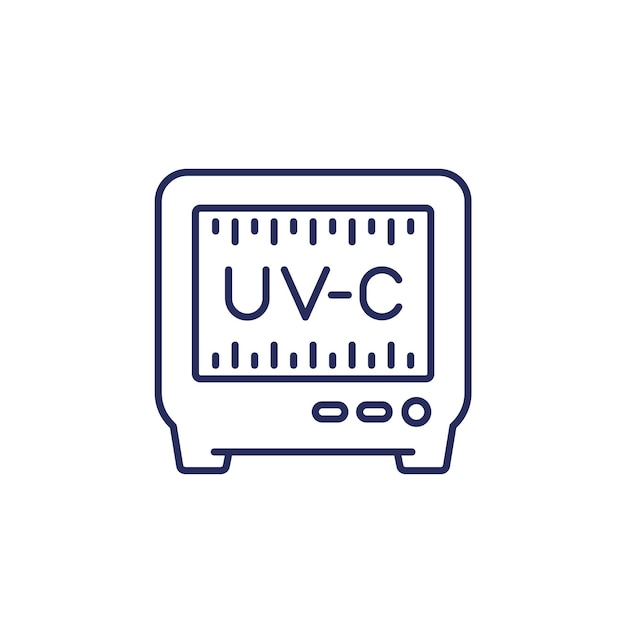 Vecteur icône de ligne de désinfecteur uvc sur blanc