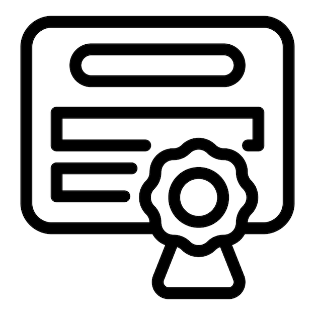 L'icône d'une ligne d'un diplôme avec un ruban représentant les réalisations académiques et la reconnaissance