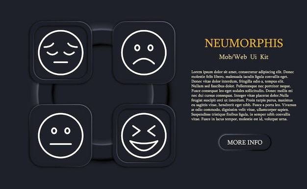 Vecteur icône de ligne d'émoticône émerveillement d'étonnement drôle de bonheur joie visage rond détrempé émotion sentiment emoji concept d'humeur style néomorphisme icône de ligne vectorielle