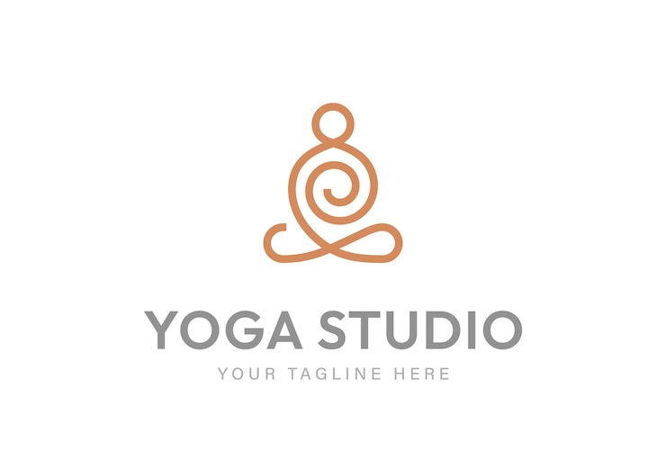Vecteur icône de ligne de méditation logo linéaire humain abstrait yoga monoline