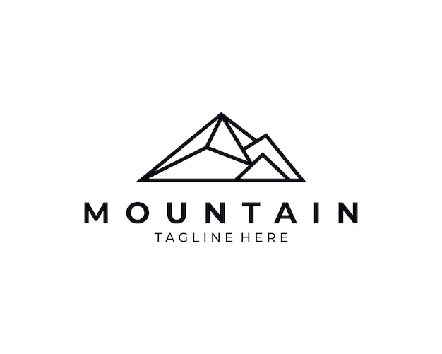 Icône De Ligne De Montagne Contour Vectoriel Logo Illustration Pictogramme Linéaire Isolé Sur Blanc Avec Alphabet De Ligne Mince Pour Votre Titre