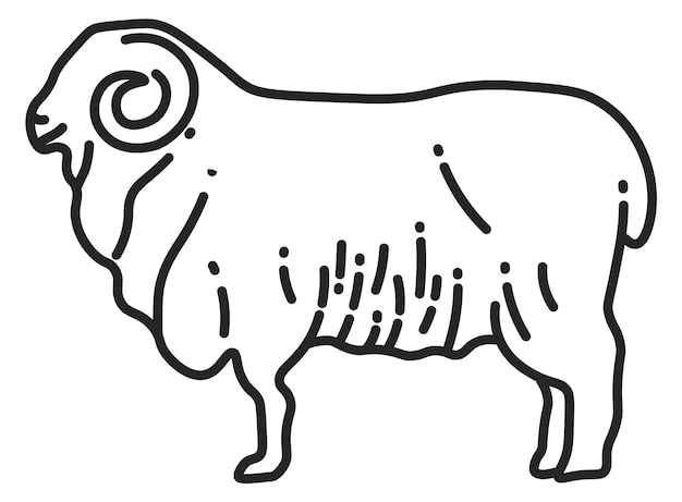 Icône De La Ligne Des Moutons Symbole Ram Animal De Ferme