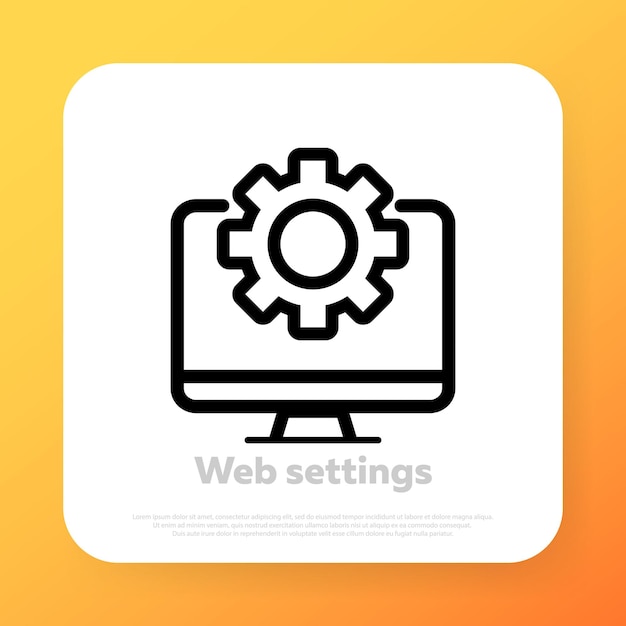 Icône De Ligne De Paramètres Web. Service Technique Informatique, Diagnostic, Support Technique. Icône De Ligne Vectorielle Pour Les Affaires Et La Publicité