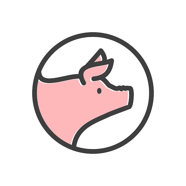 Icône De Ligne De Porc. Modèle D'icône Vectorielle De Conception De Logo De Cochon