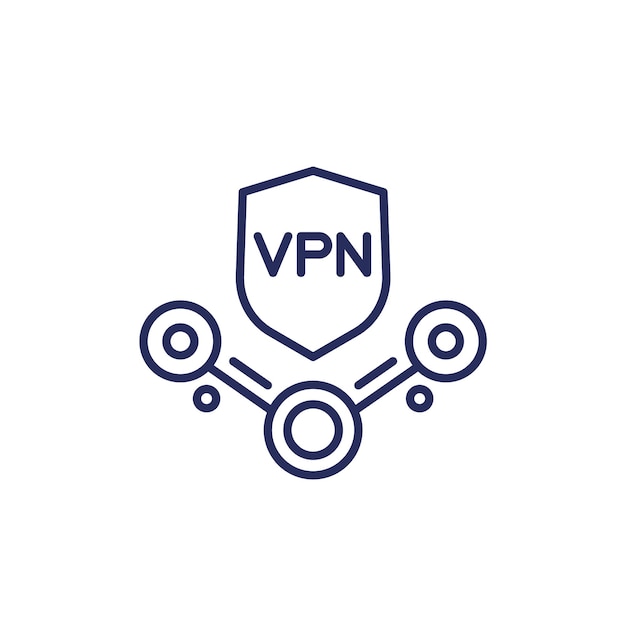 Icône De Ligne De Service Vpn Avec Un Vecteur De Bouclier