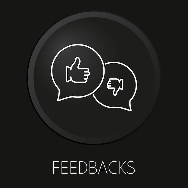 Icône De Ligne Vectorielle Minimale De Commentaires Sur Le Bouton 3d Isolé Sur Fond Noir Vecteur Premium