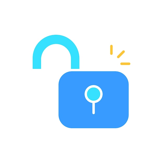Icône de ligne de verrouillage ouvert Protection de sécurité clé de porte mot de passe secret piratage sécurisé icône de couleur vectoriel sur fond blanc pour les affaires et la publicité
