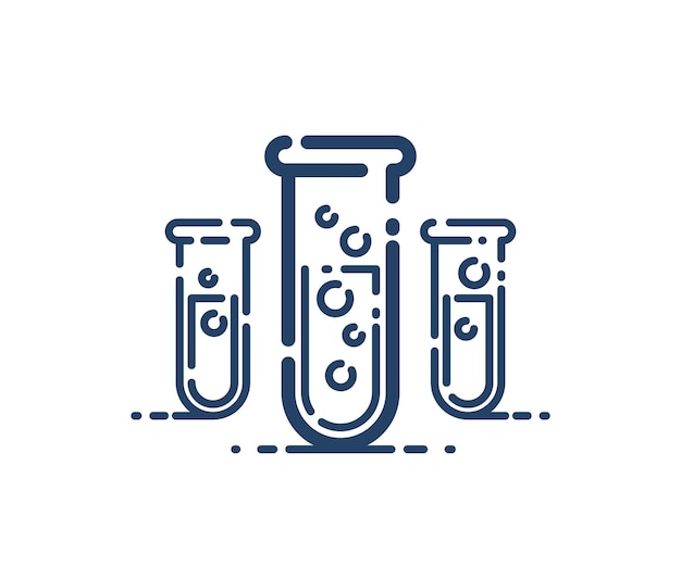 Icône linéaire simple de vecteur de tube à essai, symbole d'art de ligne d'analyse de chimie scientifique et de médecine, recherche en laboratoire.