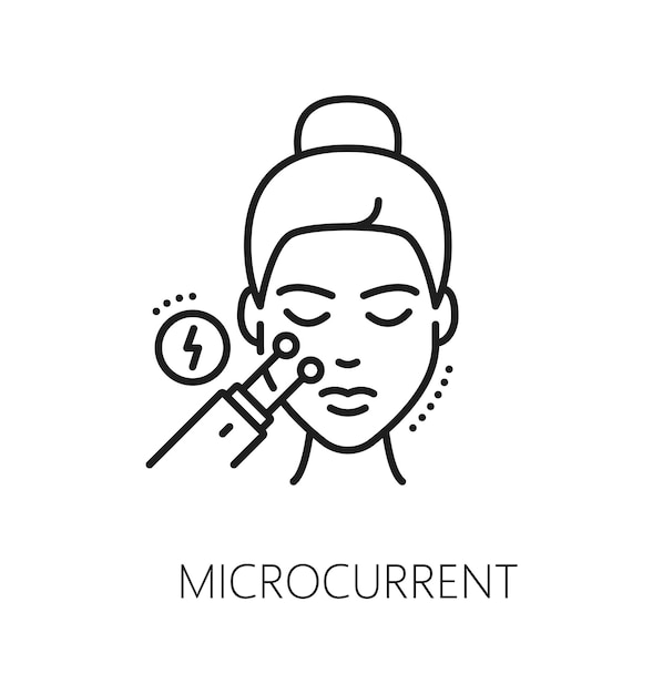 Vecteur icône linéaire de soins du visage au microcurrent