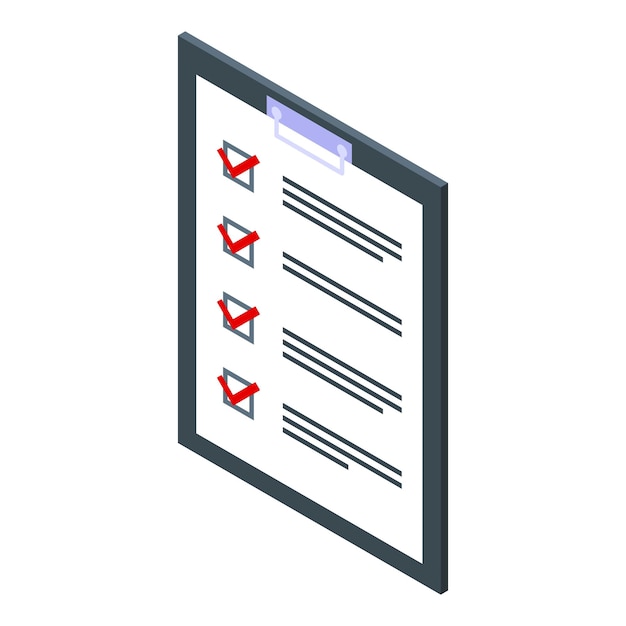 Icône de liste de contrôle d'assurance qualité Isométrique de l'icône vectorielle de liste de contrôle d'assurance qualité pour la conception de sites Web isolée sur fond blanc