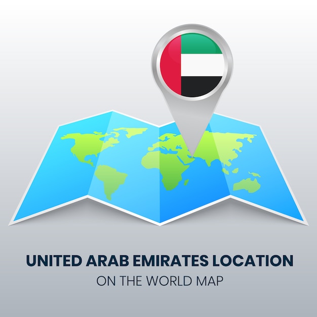 Icône De Localisation Des émirats Arabes Unis Sur La Carte Du Monde, Icône De Broche Ronde Des émirats Arabes Unis