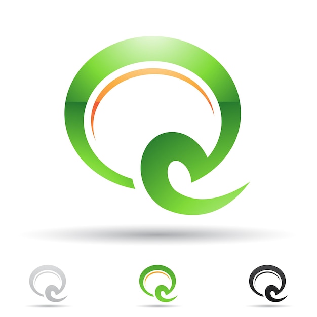 Icône De Logo Abstrait Brillant Orange Et Vert De Curvy Letter Q