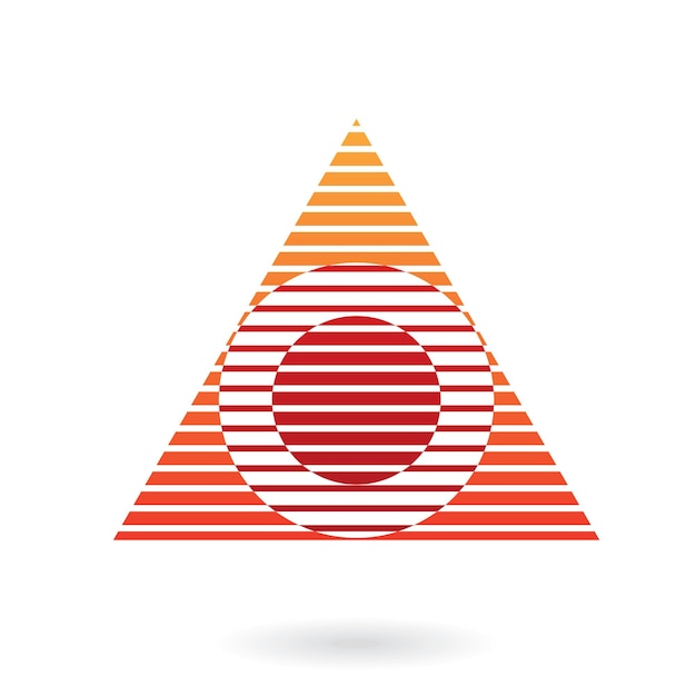 Icône de logo abstrait rayé orange et rouge du cercle et du triangle d'intersection