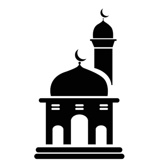 Vecteur icône de logo de mosquée simple lieu de culte islamique symbole musulman illustration vectorielle