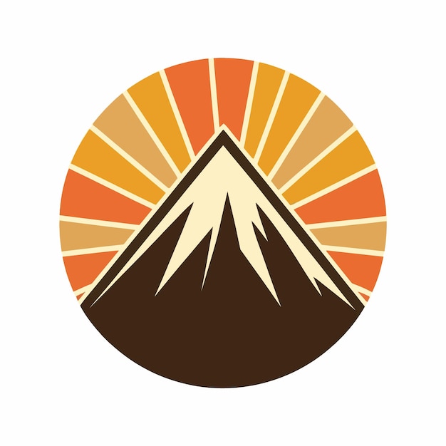 Vecteur une icône de logo représentant un sommet de montagne stylisé sur fond de lever ou de coucher de soleil
