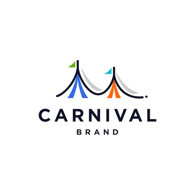 Vecteur icône de logo de tente de cirque ou de carnaval conception conceptuelle vectorielle dans un art de ligne coloré à la mode illustration