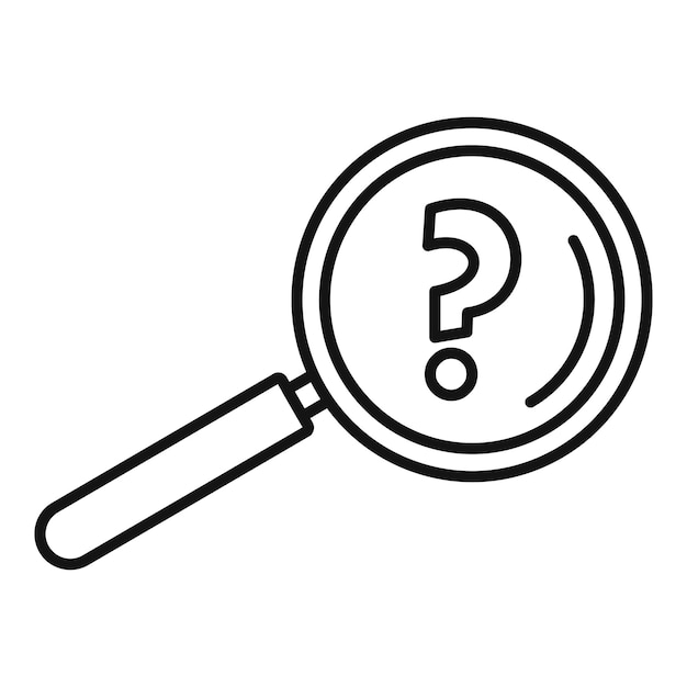 Icône de loupe de question Décrire l'icône de vecteur de loupe de question pour la conception de sites Web isolée sur fond blanc