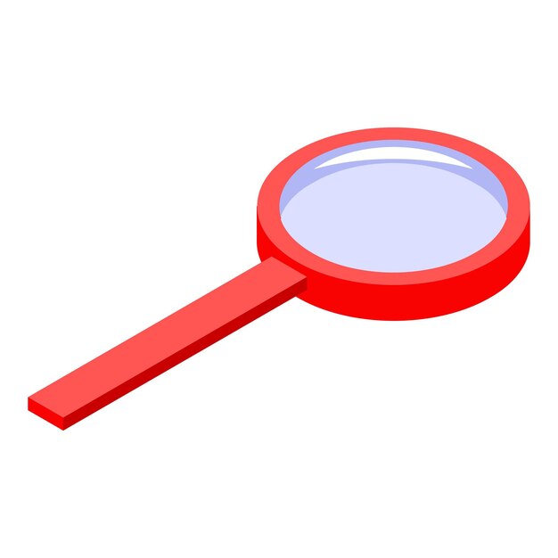 Vecteur icône de loupe rouge isométrique de l'icône de vecteur de loupe rouge pour la conception de sites web isolée sur fond blanc