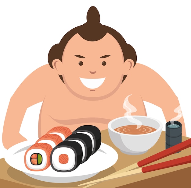 Vecteur icône de lutteur sumo japonais