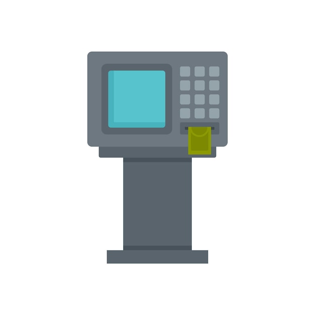 Vecteur icône de machine atm de banque illustration plate de l'icône de vecteur de machine atm de banque isolée sur fond blanc