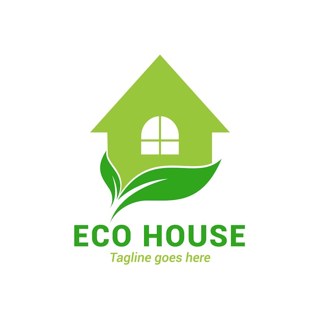 Icône de maison avec création de logo vectoriel feuille verte, logo de maison écologique