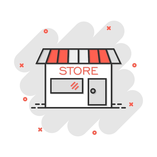 Icône De Maison De Magasin De Dessin Animé De Vecteur Dans Le Style Comique Pictogramme D'illustration De Signe De Magasin Concept D'effet D'éclaboussure D'affaires De Marché De Magasin