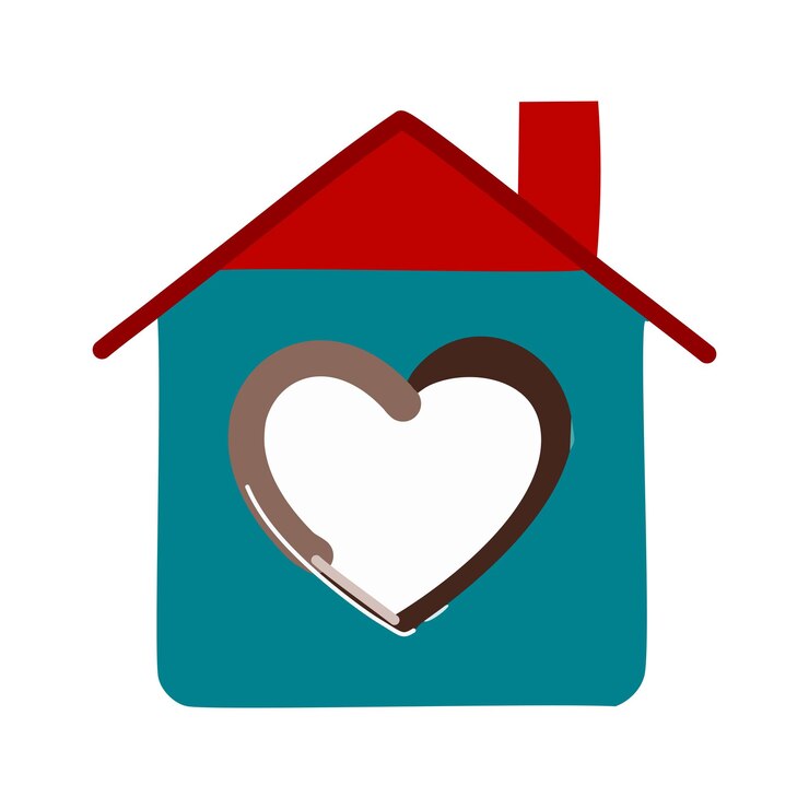Vecteur icône de maison mignonne avec une illustration vectorielle de design de cœur
