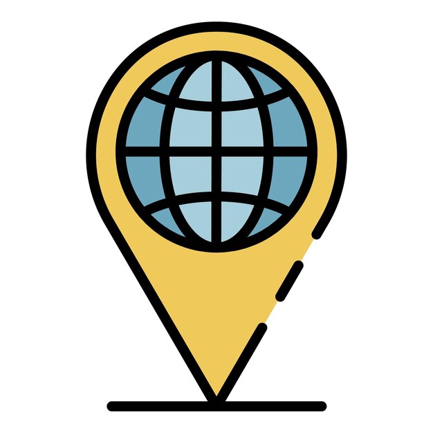 Vecteur icône de marchandises de positions géographiques contour des positions géographiques de marchandises icône vectorielle couleur plate isolée