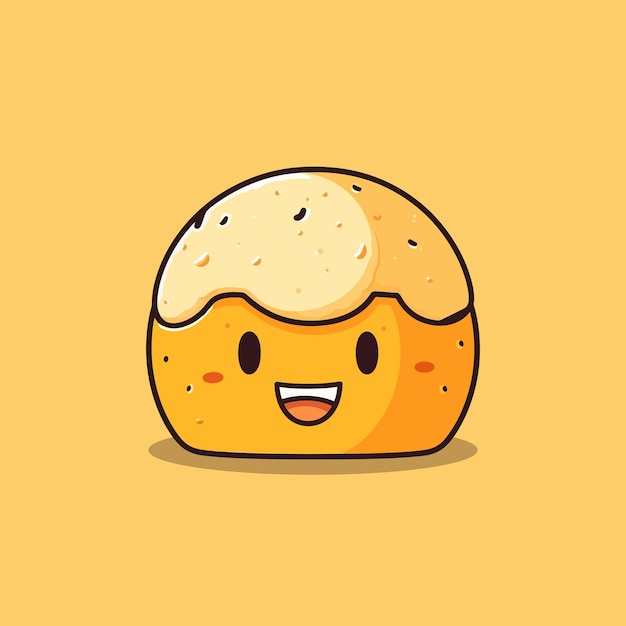 L'icône De La Mascotte D'illustration Vectorielle Du Pain Au Fromage Brésilien Pao De Queijo Fraîchement Cuit