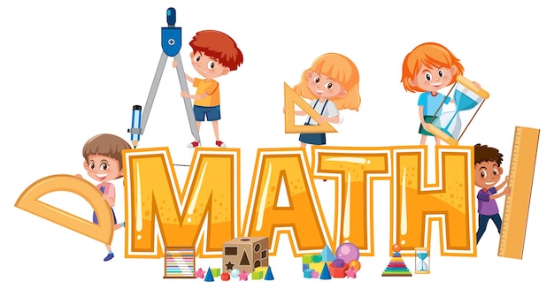 Icône De Mathématiques Avec Des Enfants Et Des Outils Mathématiques