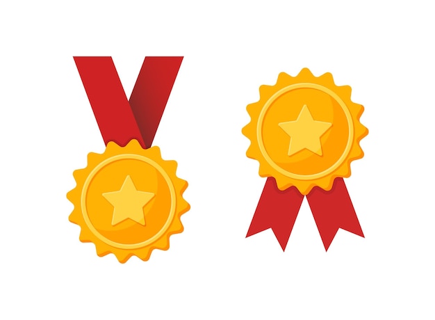 Icône de médaille d'or dans un style plat Illustration vectorielle de la récompense du trophée sur un fond isolé Concept d'entreprise du panneau du gagnant