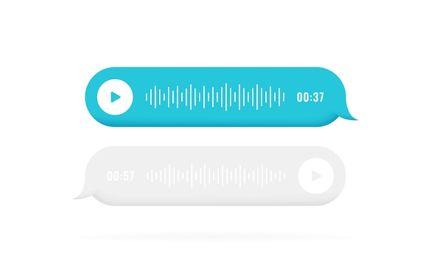 Icône de messages vocaux avec onde sonore pour les médias sociaux Correspondance vocale dans les médias sociaux Bulles de modèle Sms pour composer des dialogues vocaux Illustration vectorielle