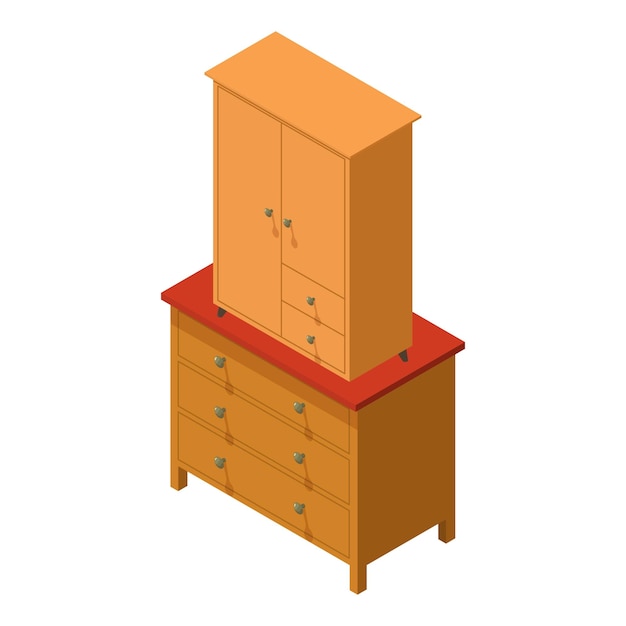Vecteur icône de meubles en bois vecteur isométrique nouveau casier moderne sur l'icône de la commode meubles de dressing intérieur classique